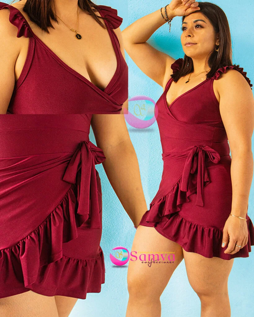 vestido corto casual de satin con expandex